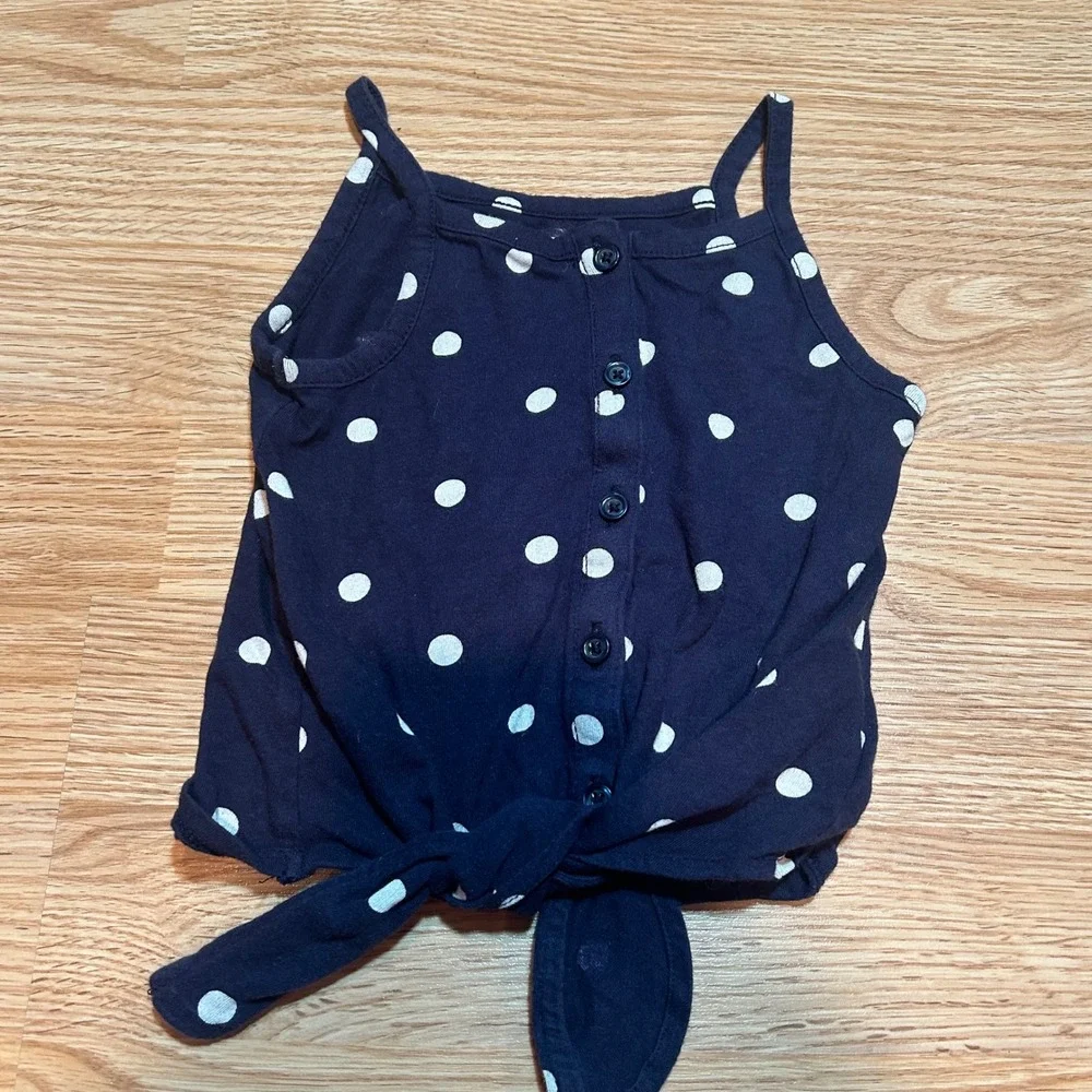 Old Navy Polka Dot Tie Front Top & Garanimals Adjustable Waist‎ Jeans Set 2T